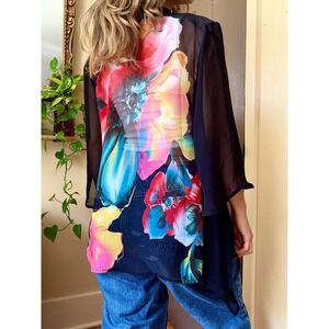 Indie Floral Sheer kimono shawl